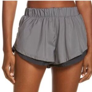 FP Movement by Free People Run For It double layer black/gray shorts size M
